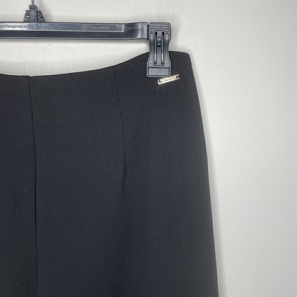 TAHARI Dress Pants Womens 8 Solid Black Flat Front Wide Straight Leg Stretch - Picture 2 of 8